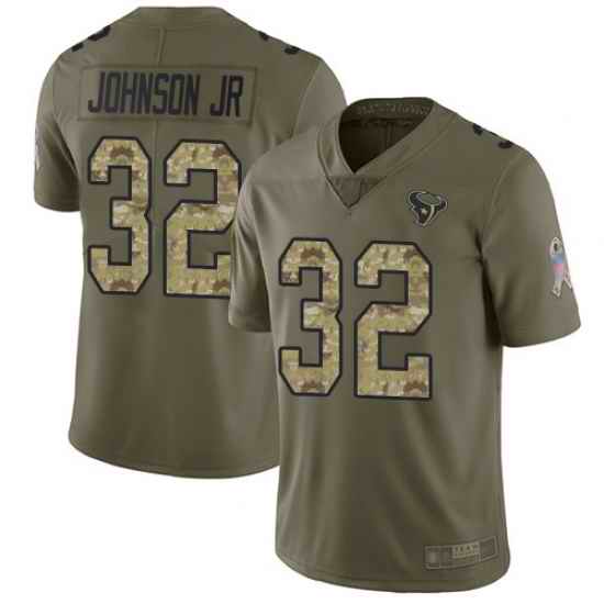 Texans 32 Lonnie Johnson Jr  Olive Camo Men Stitched Football Limited 2017 Salute To Service Jersey